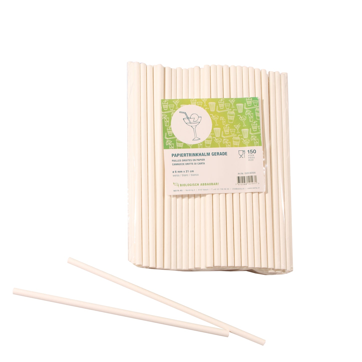 Papiertrinkhalm weiss