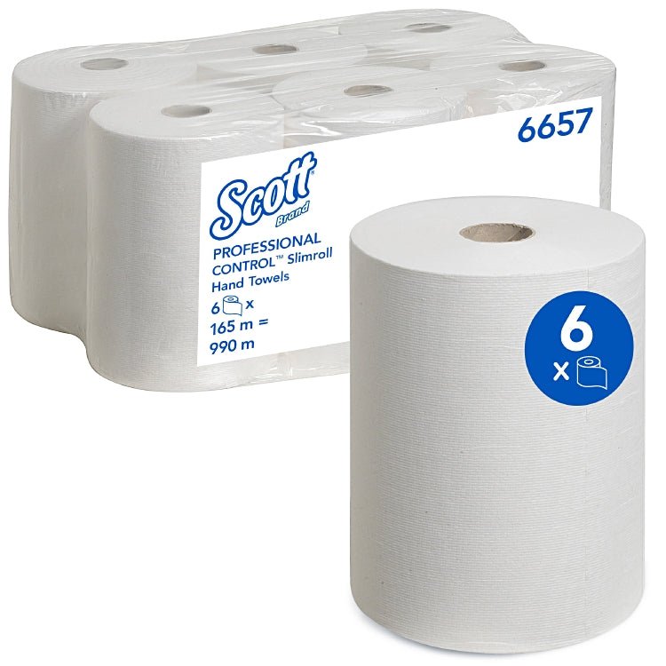 Scott Slimroll Handtücher weiss, Karton à 6 Rollen