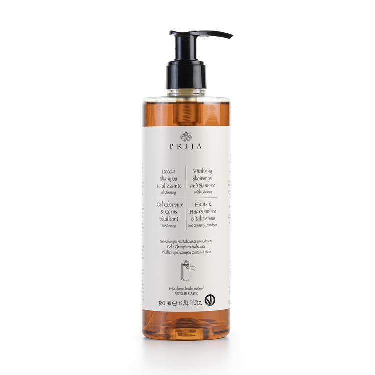 PRIJA Duschgel und Shampoo 380 ml mit verriegelter Pumpe, Karton à 18 Stück