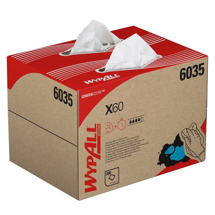 Einmal-Wischtücher Wypall X60 BRAG Box 42.6 x 31.7 cm 1-lagig weiss