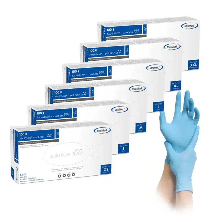 Maimed solution 100 Nitril-Handschuhe puderfrei, blau-violett, 100 Stück, M