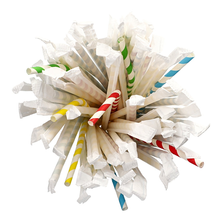 Trinkhalme Papstar Stripes "pure" flexibel, 20 cm Ø 6 mm, farblich assortiert
