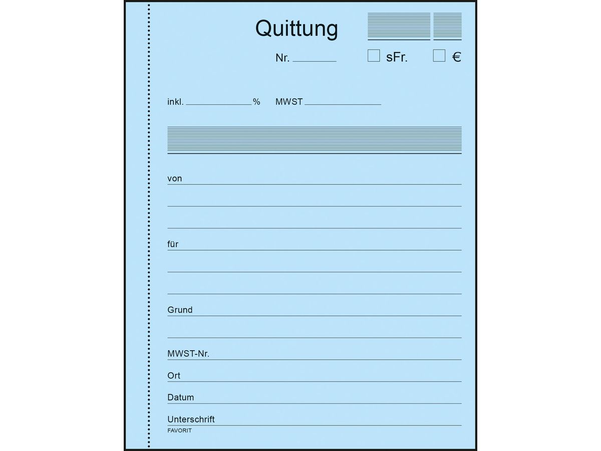FAVORIT Quittungen D A6 9096 O