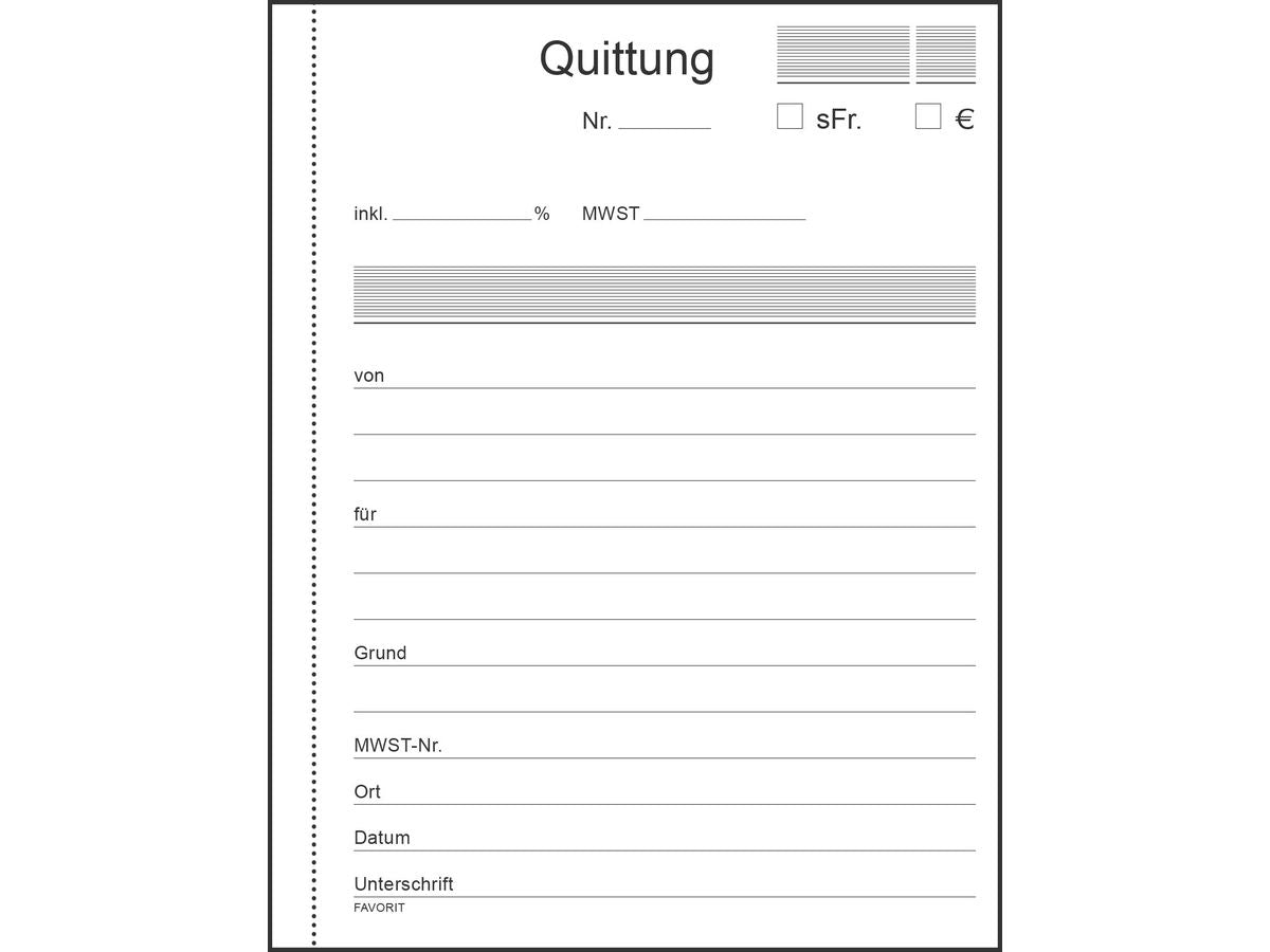 FAVORIT Quittungen D A6 9096 O