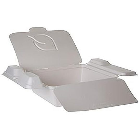 Take-Away Box Saucenbehälter Karton à 150 Stk Bagasse weis 210x190x61mm
