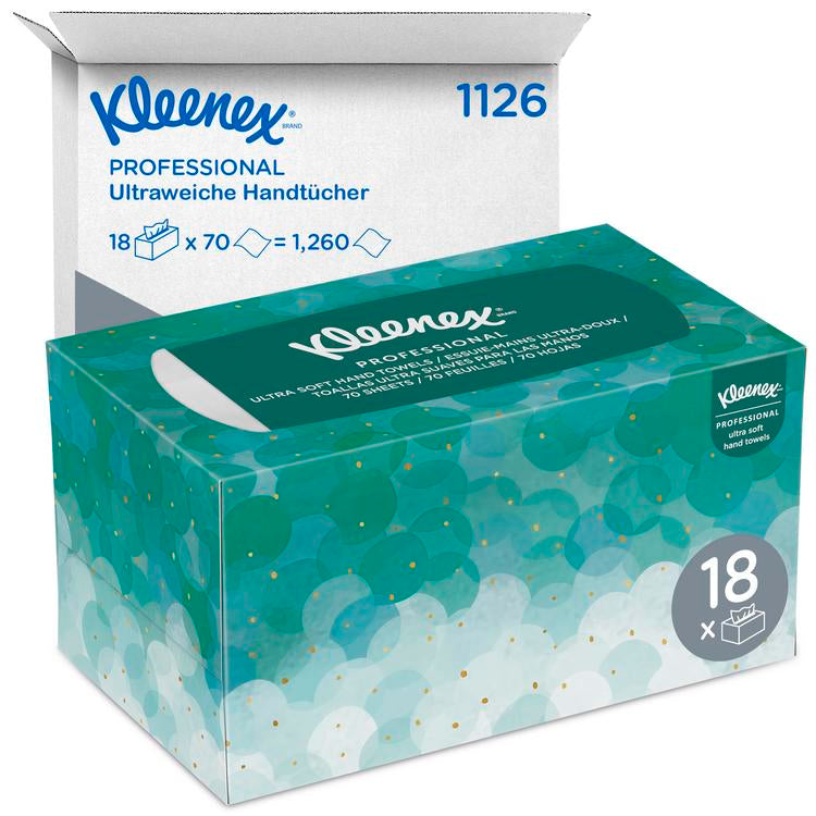 Kleenex® Handtücher Zupfbox Ultra Soft, Karton à 18 Zupfbox x 70 Tücher (1260 Tücher)