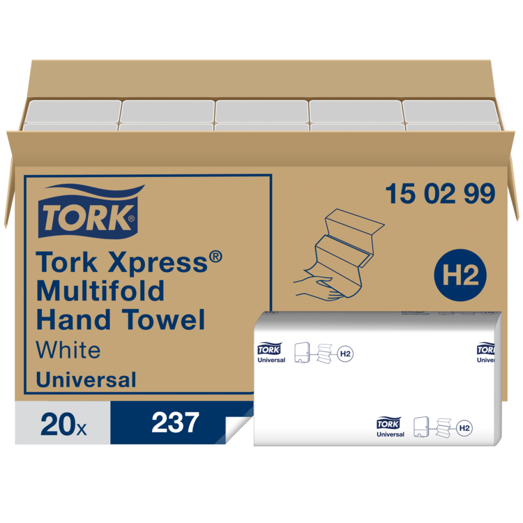 Papierhandtücher Tork Xpress Universal H2 weiss Multifold kurz 2-lagig
