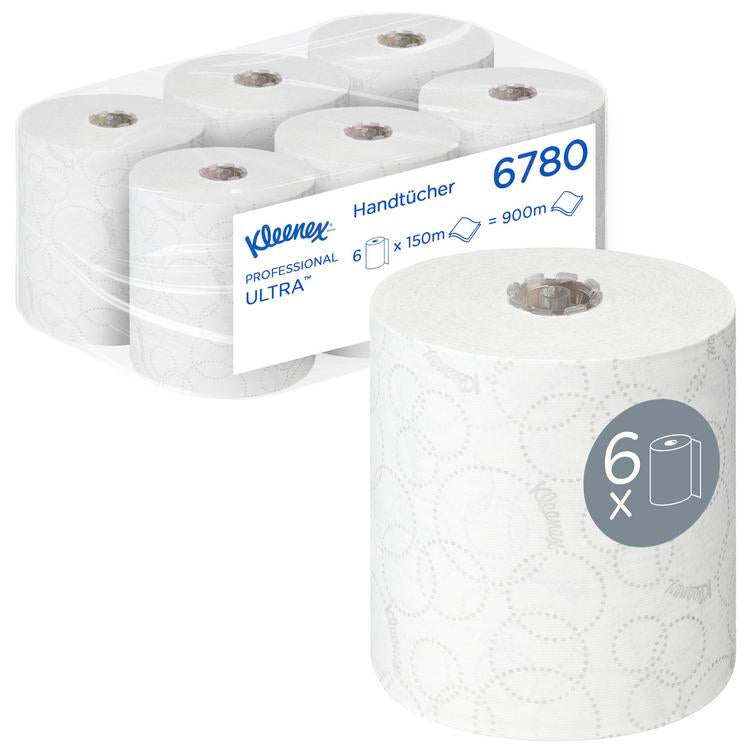 Kleenex Ultra Handtücher weiss Sack à 6 Rollen, Airflex, 19.8 cm x 150 m, 2-lagig
