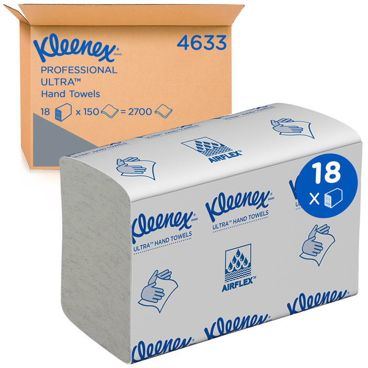 Kleenex Ultra Handtücher, Airflex, 2 lagig, Karton à 18 x 150 = 2700 Blatt