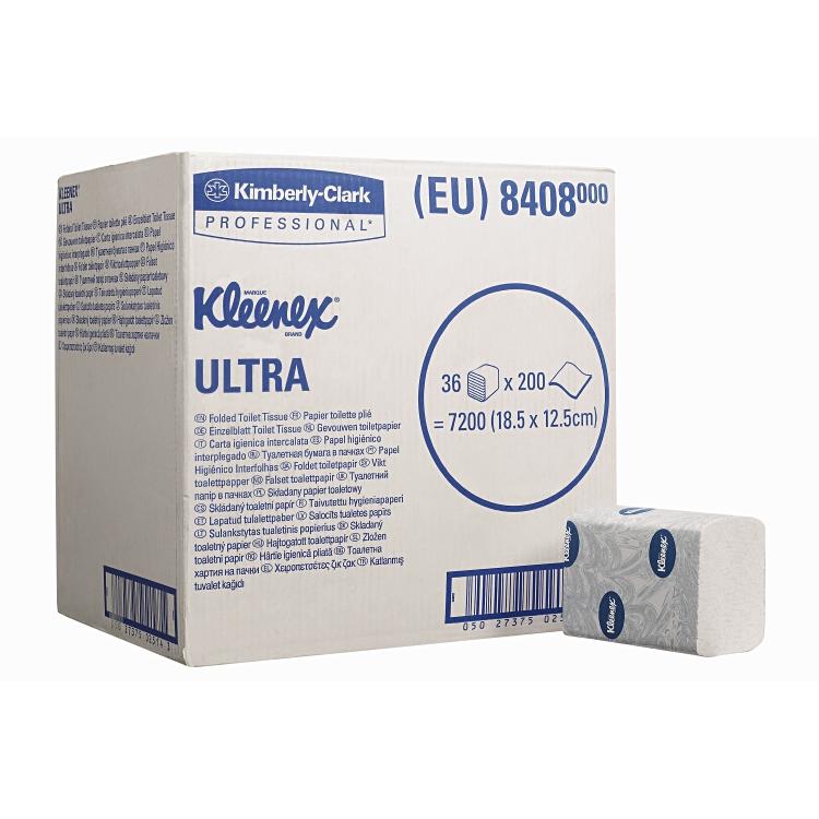 Toilettenpapier KLEENEX® Ultra Tissue weiss, 2-lagig, Karton à 36 Bund à 200 Blatt