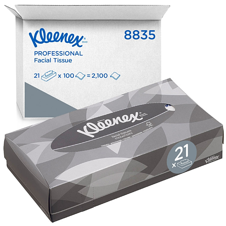 Kleenex Kosmetiktuch 2-lagig, weiss, Karton à 21 Box à 100 Tücher