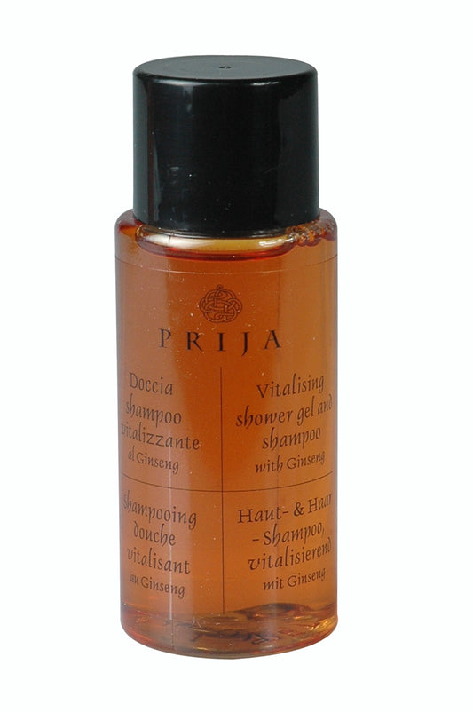 PRIJA Shower Gel And Shampoo VEGANOK im 40 ml Flakon, Karton à 216 Stück