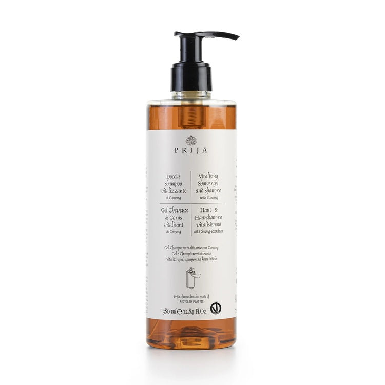 PRIJA Duschgel und Shampoo 380ml, nachfüllbarer Spender Karton à 18 Stück