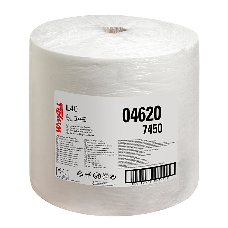 Einmal-Wischtücher Wypall L40Grossrolle 31.5 cm 4-lagig weiss