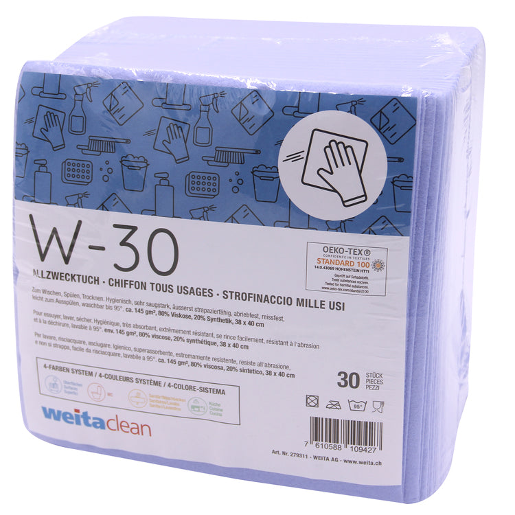 Allzwecktuch W-30, 38 x 40 cm, blau, im Beutel à 30 Stück