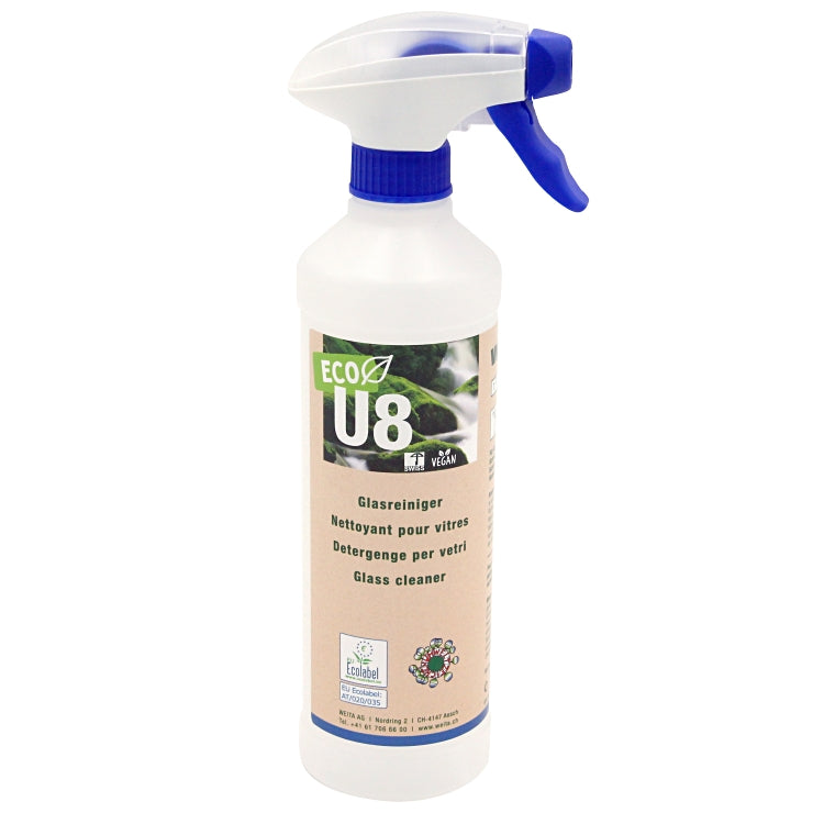 U8 ECO Glasreiniger für Glas und Spiegel. rasch trocknend 500ml