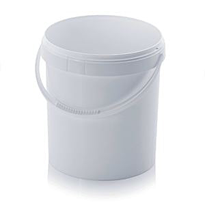Eimer mit Deckel 10.8L, Pack à 50Stk, PP, weiss, rund D 26.7cm, H 26.3cm