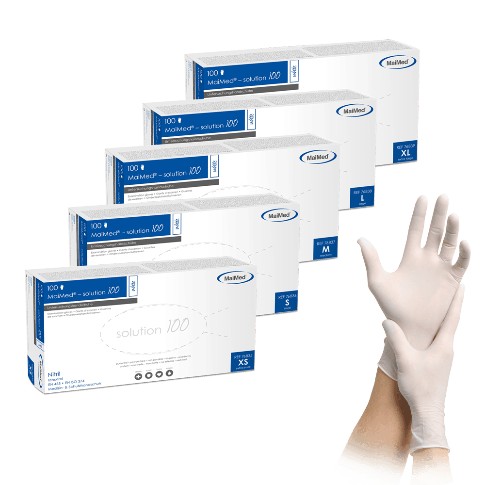 Maimed Nitrilhandschuhe Solution100 - Weiss (100 Stk.)