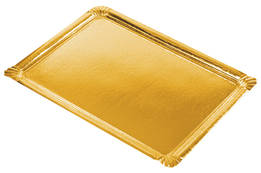 Servierplatte eckig gold Pappe