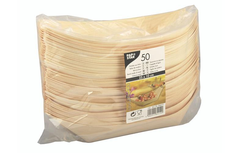 Snackschale Papstar Pure Fingefood Holzschiffchen 25.0 x 10.0 cm, Pack à 50 Stück