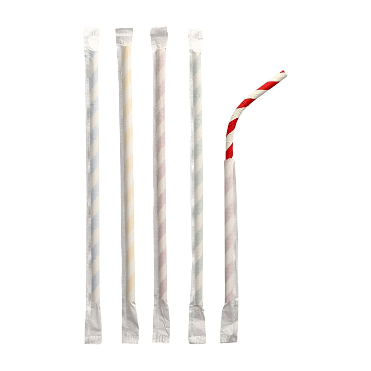 Trinkhalme Papstar Stripes "pure" flexibel, 20 cm Ø 6 mm, farblich assortiert