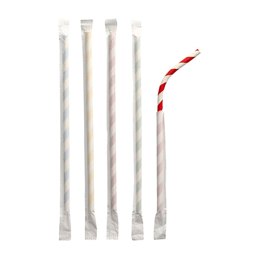 Trinkhalme Papstar Stripes "pure" flexibel, 20 cm Ø 6 mm, farblich assortiert